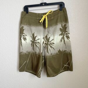 Panama Jack Mens Short Size 32 Green Summer Beach Drawstring Surf Boardshorts
